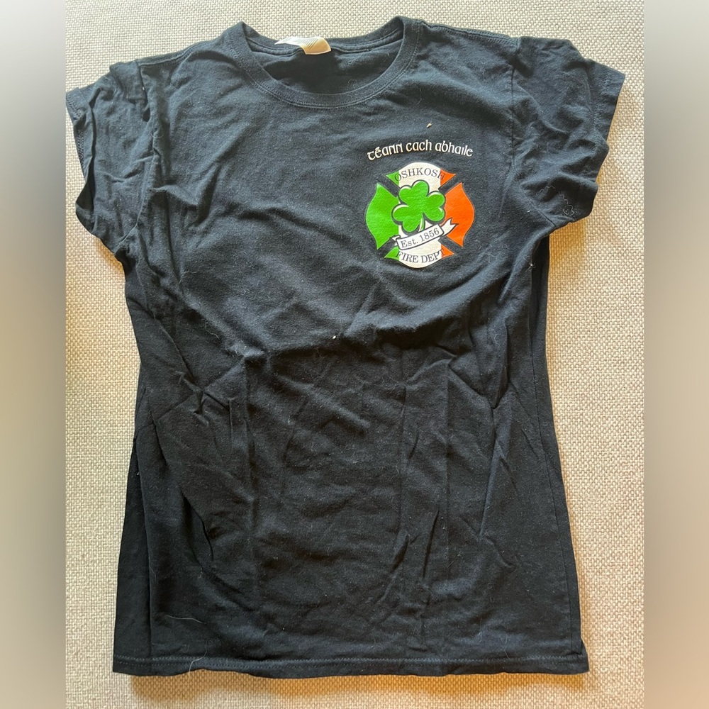 Black T-Shirt with Irish Emblem